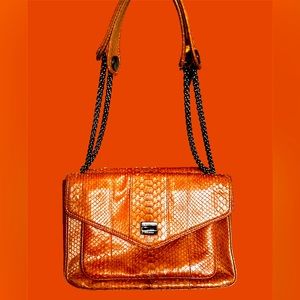 Baraboux leather and python chain strap bag